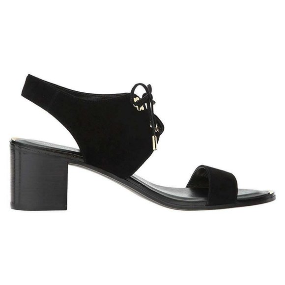 NEW MICHAEL Michael Kors Women Estela Gold Floral Mid Chunky Dress Heel Sandals - Picture 4 of 8